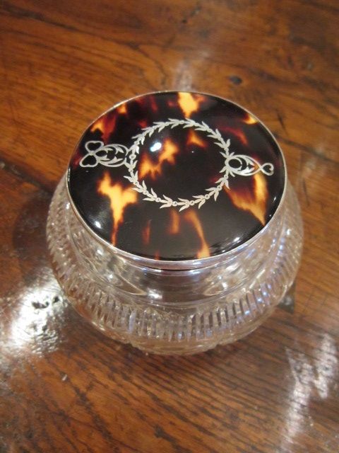 Top Quality George V Silver & Tortoiseshell Table Jar