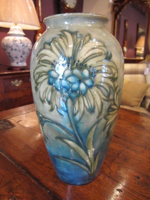 Rare Moorcroft Cornflower on Celadon Vase