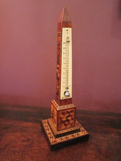 Quality Victorian Tunbridgeware Desktop Thermometer