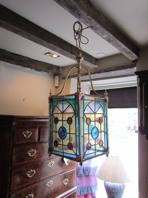 Beautiful Victorian Stained Glass Hall Lantern