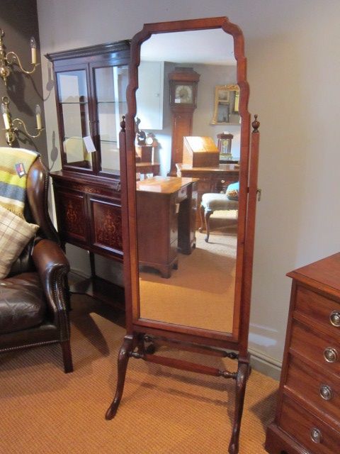 Fine George III Style Mahogany Cheval Mirror