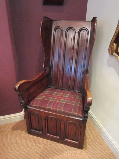 Superb Georgian Oak Panelled Lambing Armchair