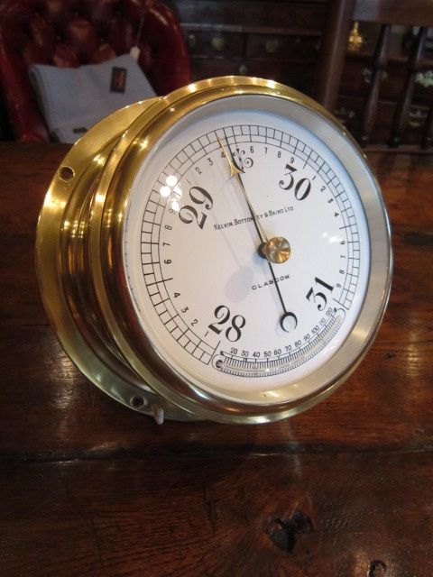 Superb Victorian Glasgow Bulkhead Marine Barometer