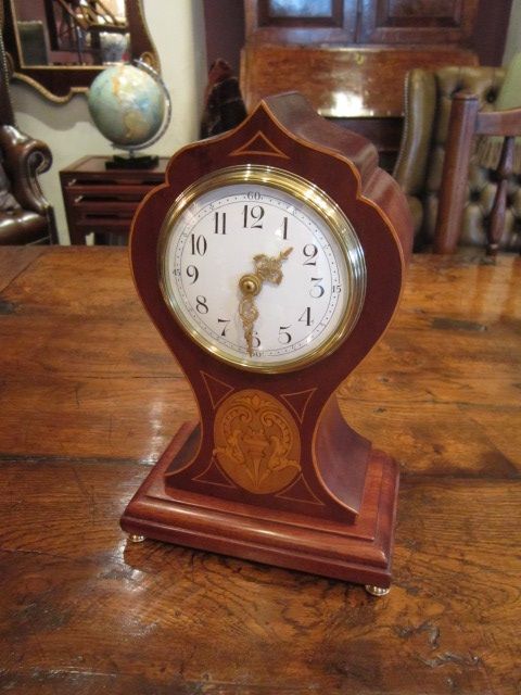Fine Late Victorian Mahogany Inlaid Mantel Clock