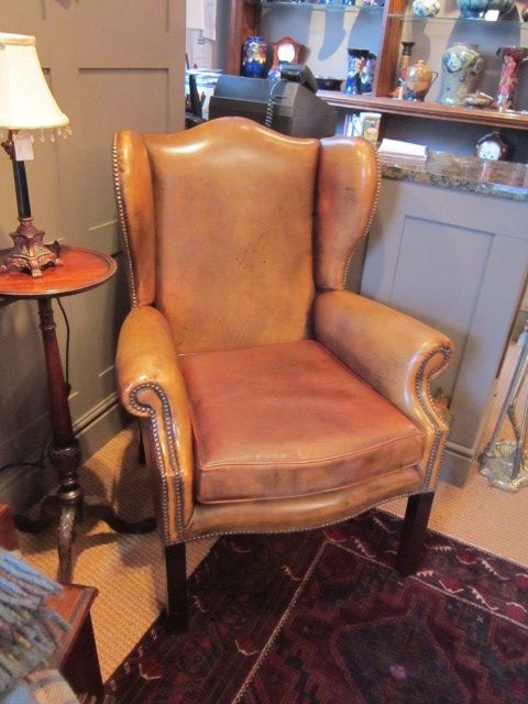 Top Quality Antique Leather Wing Armchair