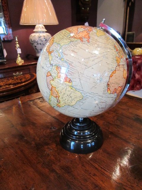 Art Deco 10" Paper Mache Terrestrial Globe