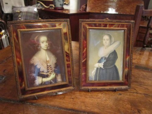 Superb Pair of Mid19th Century Ivory Miniature Portraits