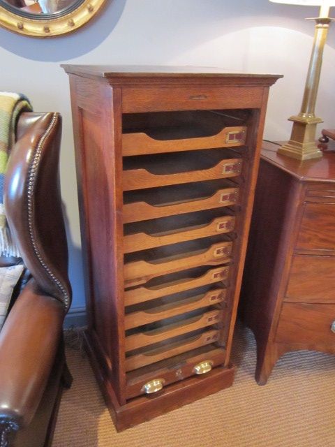 High Quality Edwardian Tambour Fronted Filing Cabinet
