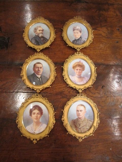 Rare Set of Six Edwardian Miniatures on Ivory