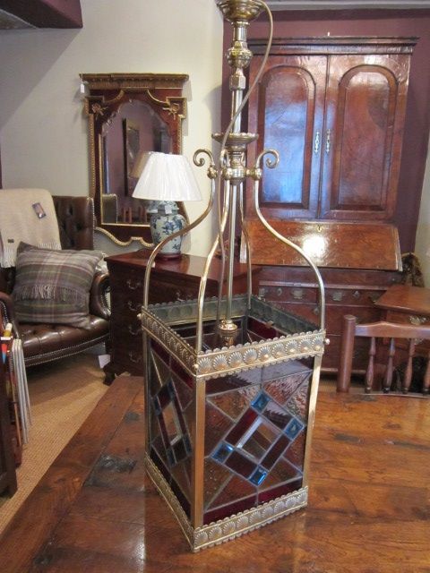 Fine Victorian Stained Glass Hall Lantern