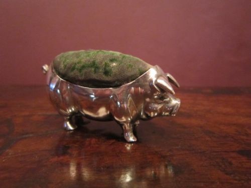 Edwardian Period Silver 'Pig' Pin Cushion