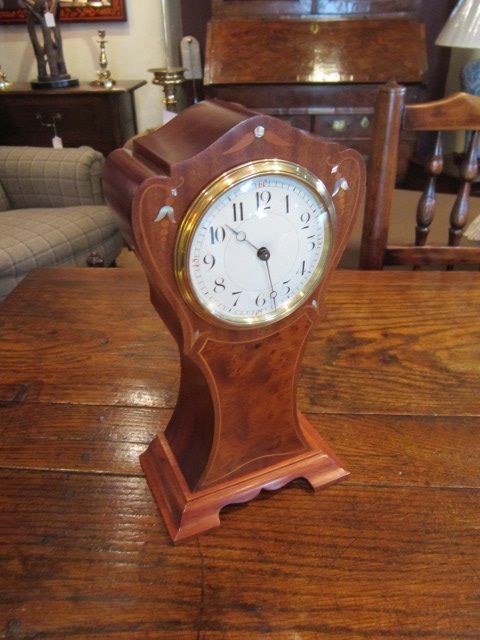 Elegant Art Nouveau Inlaid Mantel Clock