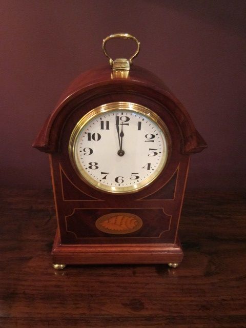 Edwardian Period Sheraton Inlaid Mantel Clock