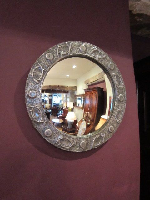 Arts & Crafts Pewter Convex Wall Mirror