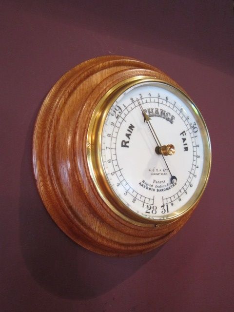 Victorian Polished Oak Aneroid Barometer