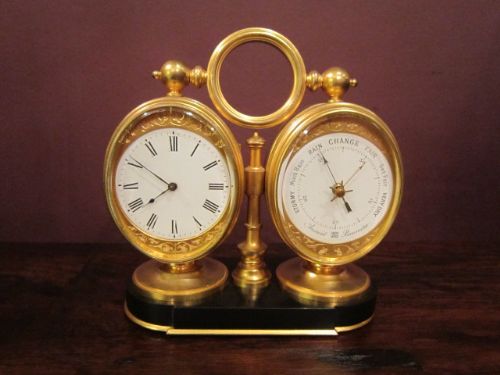 Fine 19th Century Gilded Clock Barometer