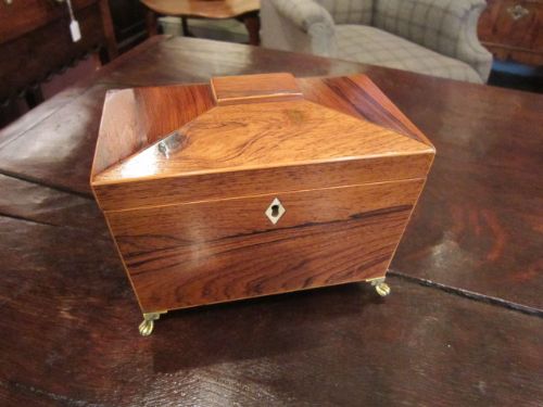 Fine Regency Rosewood Inlaid Tea Caddy