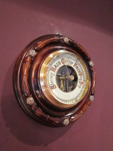 Decorative Victorian Walnut Rosette Mounted Barometer