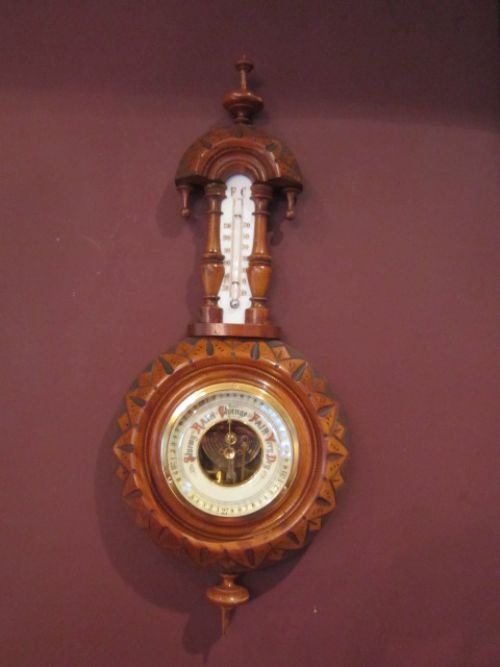 Superb Victorian Polished Walnut Banjo Barometer