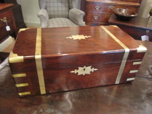 Top Quality Victorian Rosewood & Brass Writing Slope