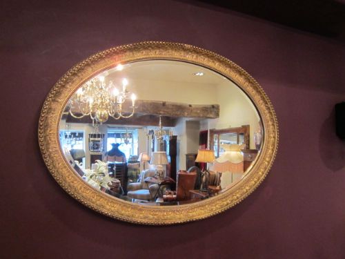 Superb Early Victorian Plaster Gilt Oval Mirror