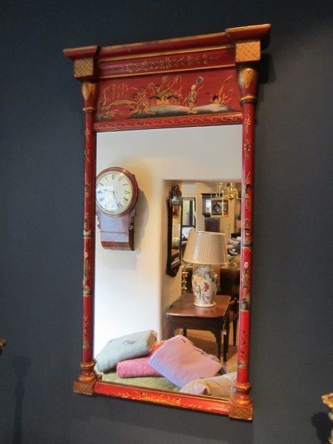 Fine 19th Century Chinoserie Lacquered Pier Mirror