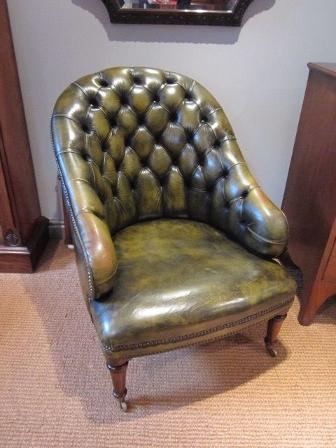 Victorian Leather Buttoned Back Armchair
