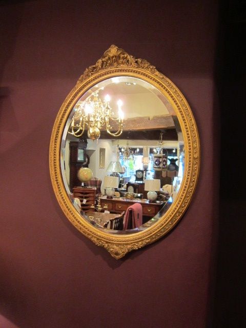 Early Victorian Plaster Gilt Oval Wall Mirror