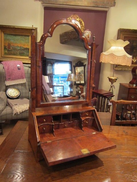 Fine George I Period Walnut Bureau Toilet Mirror