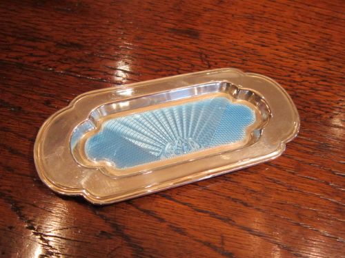 Top Quality Art Deco Silver Enamel Shaped Tray