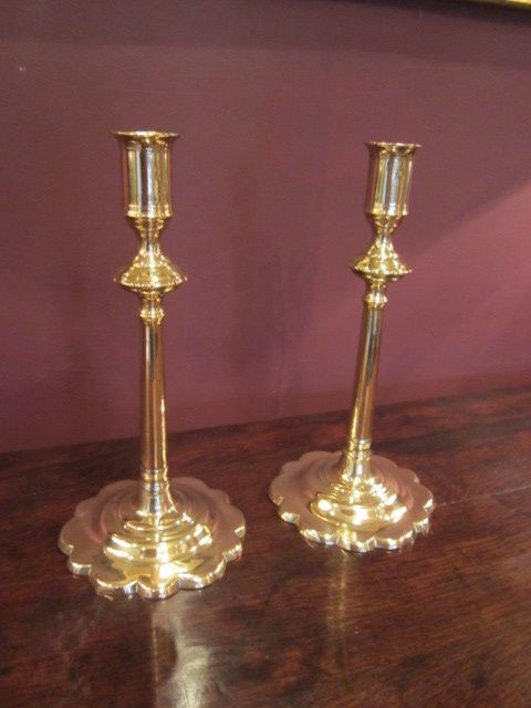 Original Pair of George III Seamed Brass Candlesticks
