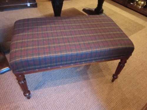 Quality Late Regency Upholstered Reeded Leg Stool