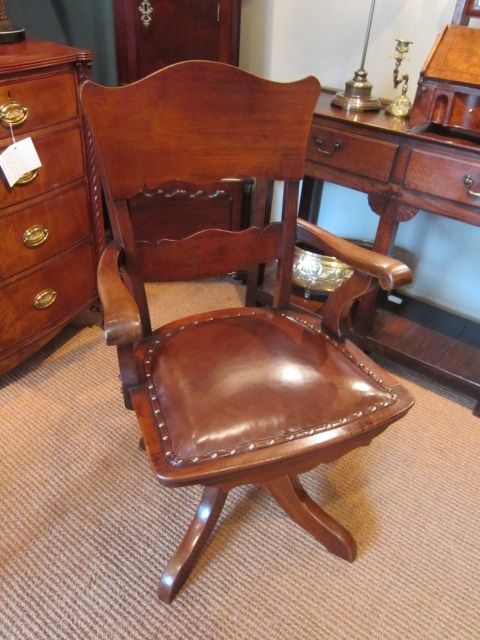 Arts & Crafts Mahogany Swivel Desk Chair