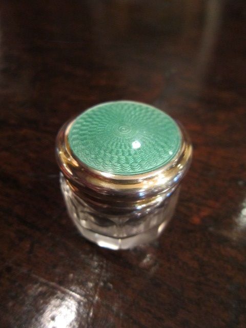 George V Silver & Guilloche Enamel Pill Box