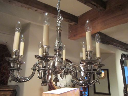 Superb Edwardian Nickel Plated Decorative Chandelier