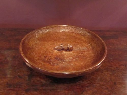 Superb Mouseman Adzed Oak Mouseman Fruit Bowl