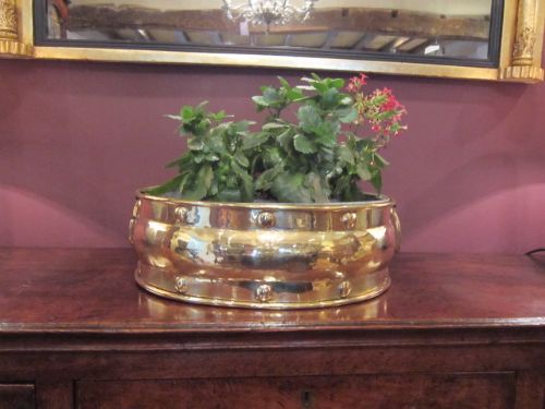 Large Victorian Brass Oval Planter