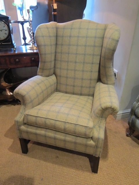 Comfortable Edwardian Upholstered Wing Armchair