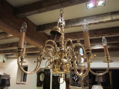 Quality Edwardian Period Brass Chandelier