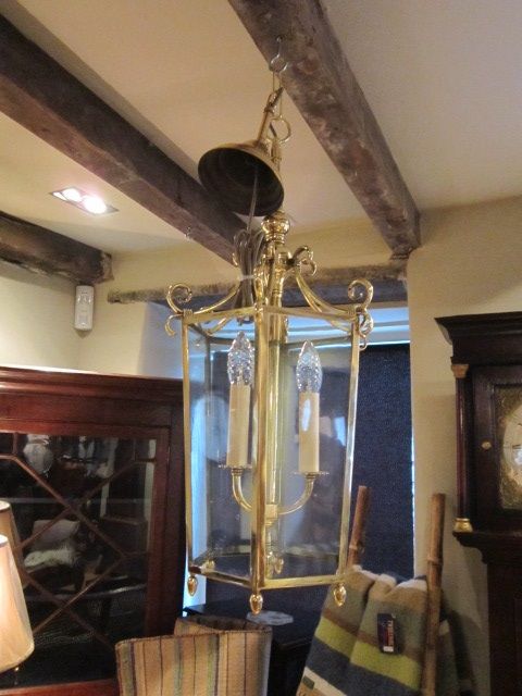 Quality Edwardian Brass Hanging Hall Lantern