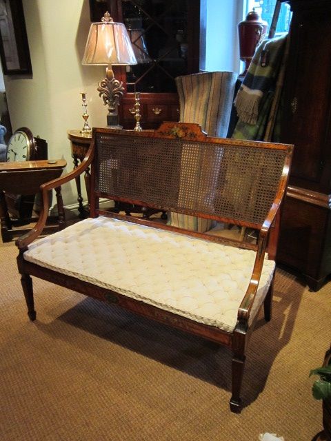 Fine Edwardian Satinwood Hand Painted Settee