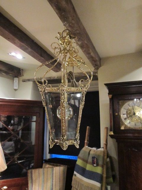 Superb Edwardian Cast Brass Hanging Hall Lantern