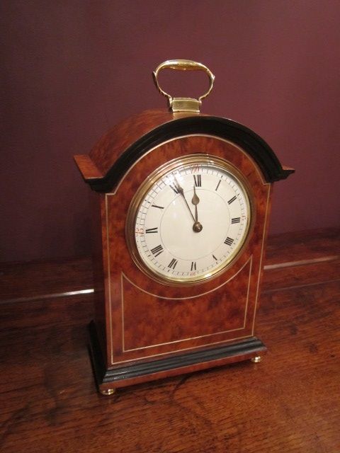 Superb Edwardian Amboyna Inlaid Mantel Clock