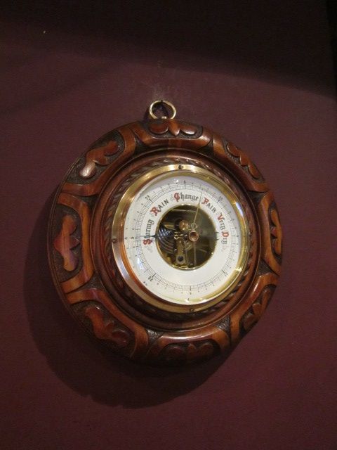 Mid Victorian Polished Walnut Aneroid Barometer