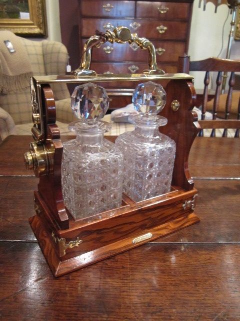Superb Victorian Walnut Two Bottle Tantalus