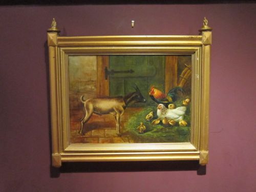 Fine 19th Century Oil on Canvas Farmyard Painting