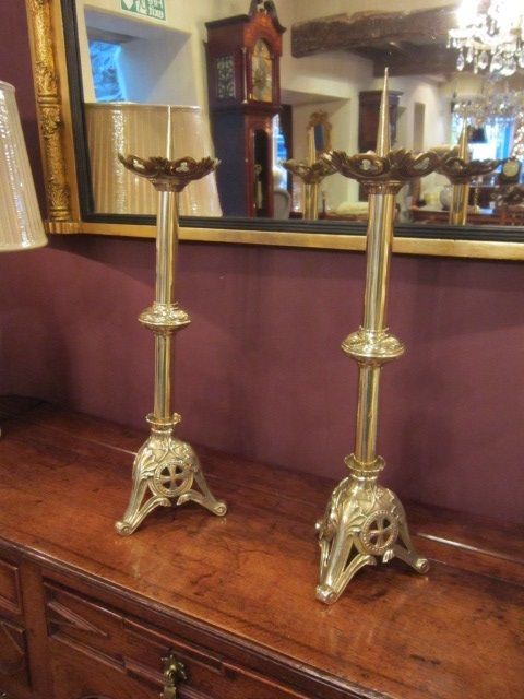 Superb Pair of 19th Century Church Candlesticks