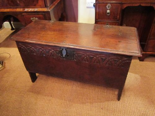 Original Early Period Oak Six Plank Coffer