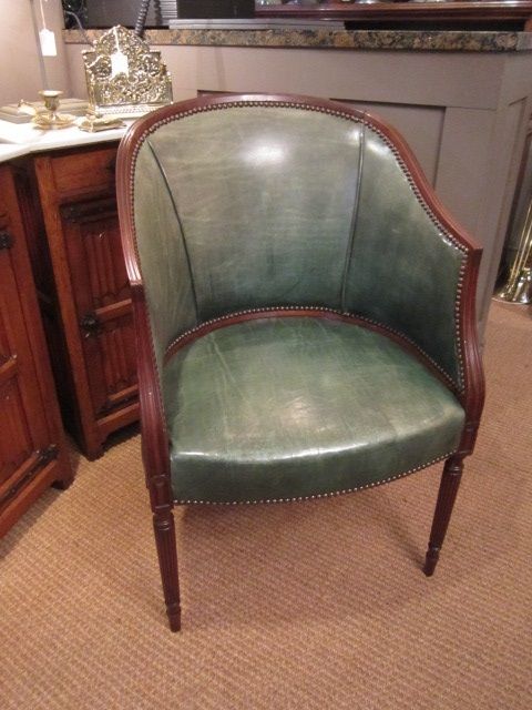 Stylish Victorian Green Leather Desk Chair
