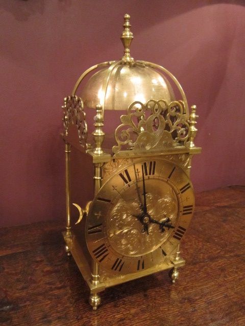 Edwardian Brass Cased Lantern Style Clock